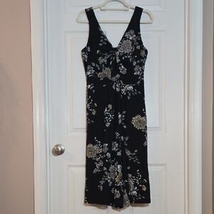Candie's Black Gold Floral Design Jumpsuit Size Large